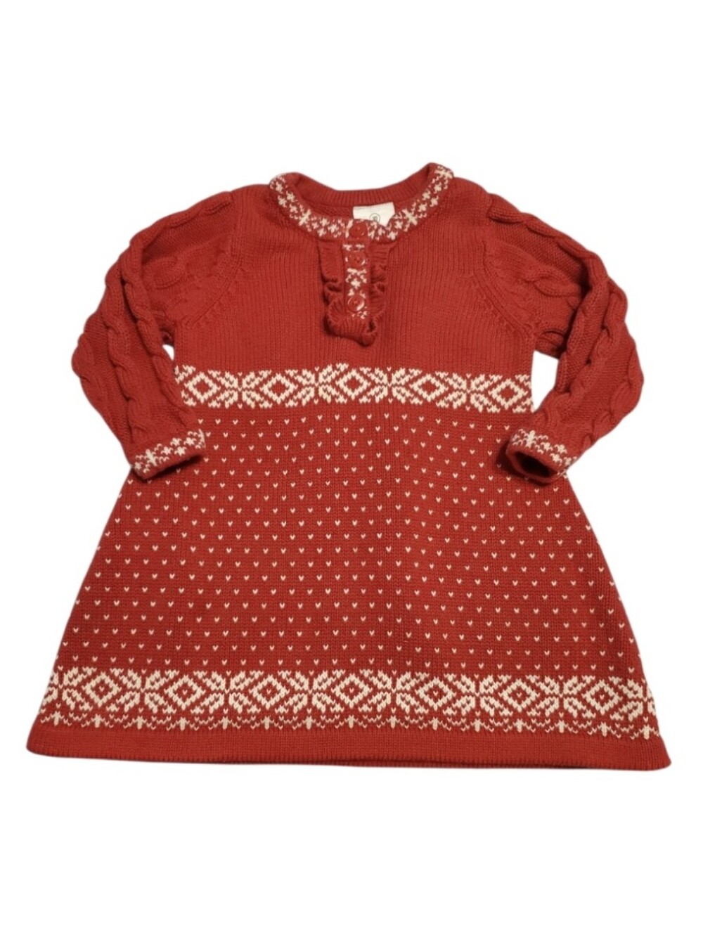 Hanna Andersson Baby Fair Isle Geometric Snowflake Cotton Sweater Dress 6M - 12M